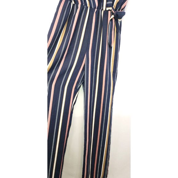 NWT Adelyn Rae Multi Stripe Blue Sleeveless Jumpsuit Size S - Picture 5 of 8